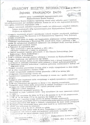 MKS 21 Požadavků Srpen 1980